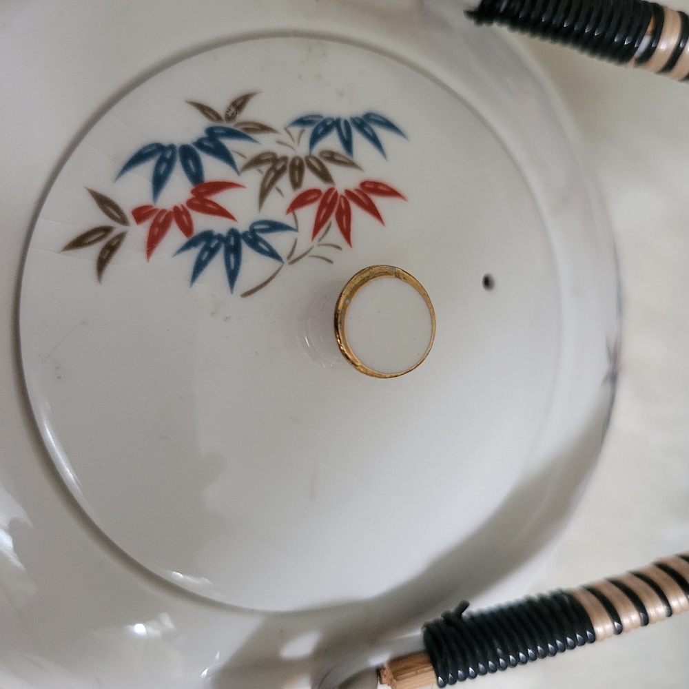 ✨️HP✨️Kutani | Japanese 80s VTG Handpainted Bamboo Porcelain Teapot w/ Lid - Picture 10 of 11